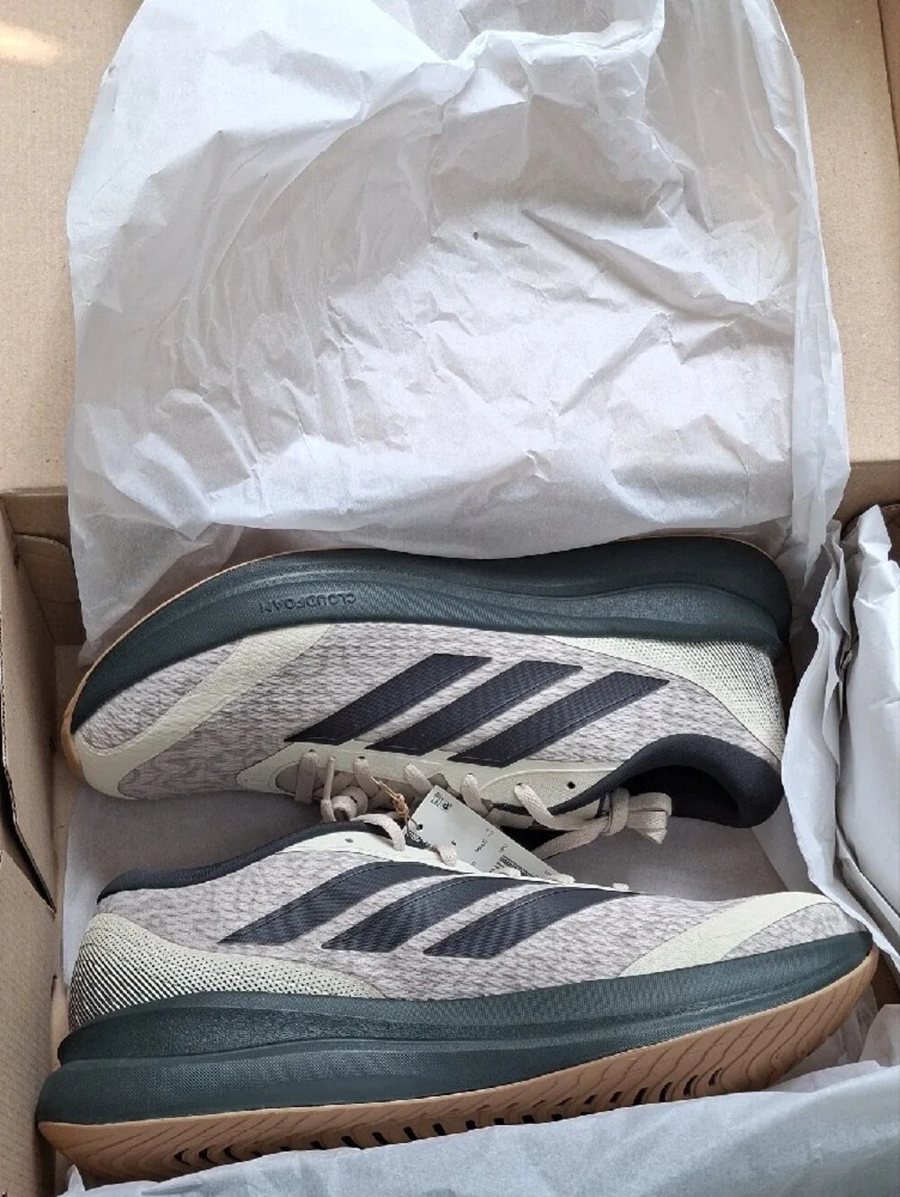adidas Beige and Black Mesh Running Shoe